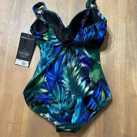 MiracleSuit Siren Underwire Swimsuit Tropical Palms size 12 - Picture 7 of 11